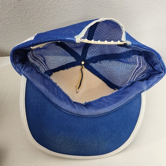 Vintage Lifschultz Freight Blue and White Three Stripe Snapback Trucker Hat - Picture 7 of 7